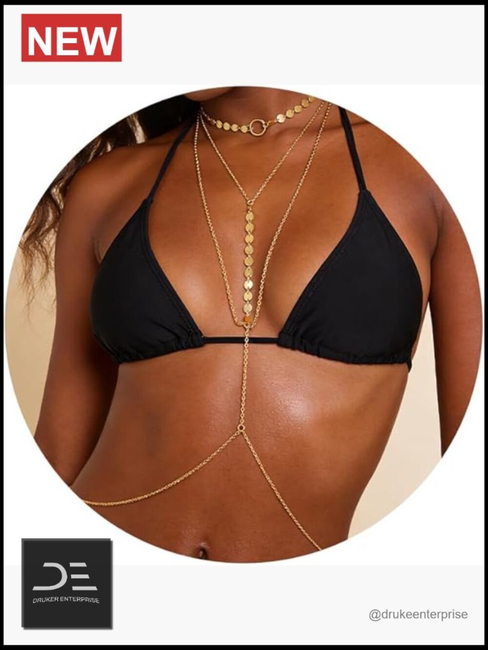 14K Gold Plated Body Chains for Women Sexy Layered Belly Waist Chain Crossover
